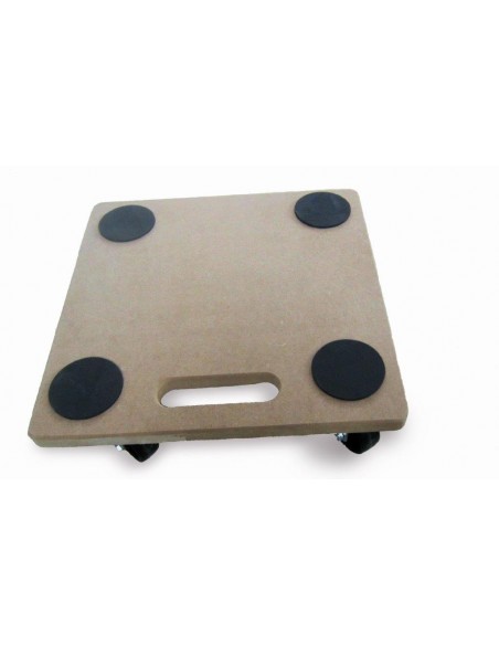 PEDANA QUADRATA IN LEGNO CON 4 RUOTE PIVOTTANTI 30X30 CM