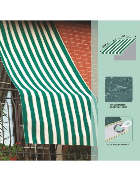 TENDA SOLE IDROREPELLENTE 150X300 CM RIGHE VERDE