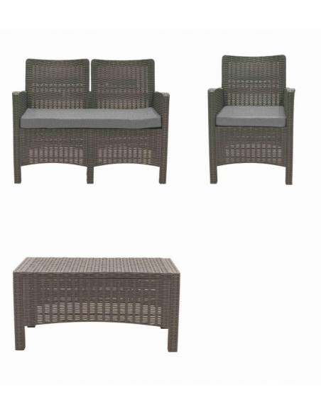 SET ESTE RATTAN 4 PEZZI GRIGIO