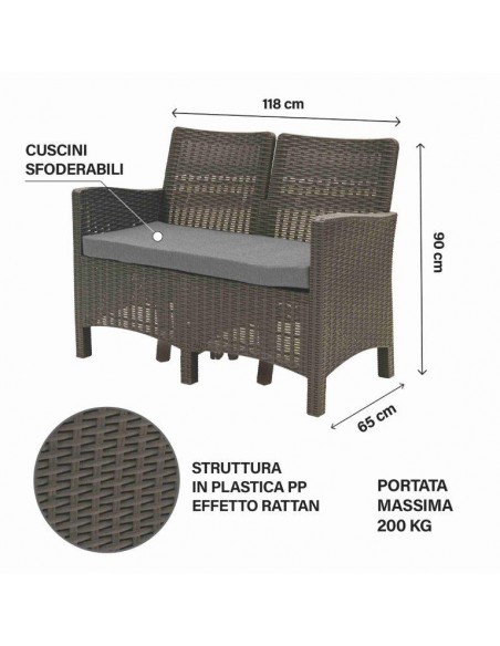 SET ESTE RATTAN 4 PEZZI GRIGIO