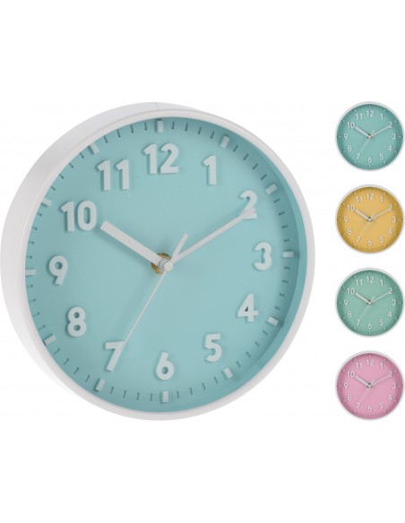 OROLOGIO DA PARETE CM20,3X3,8 CM 4 COLORI ASSORTITI