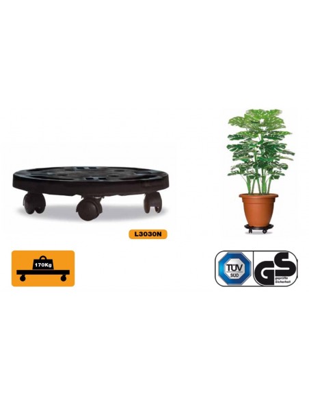 CARRELLO PIANALE TONDO CON RUOTE 30CM