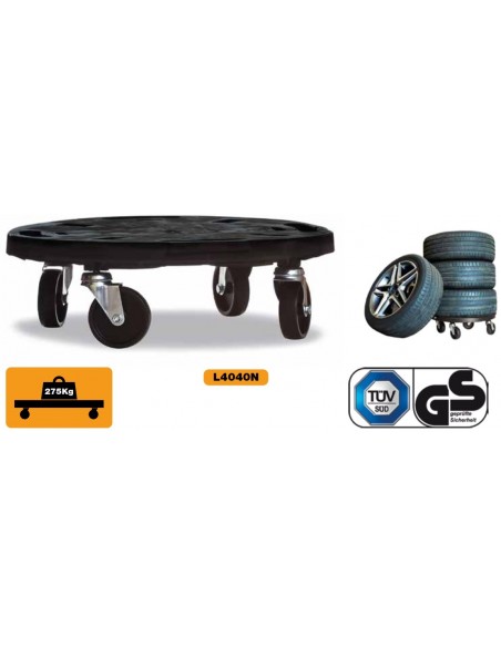 CARRELLO PIANALE TONDO CON RUOTE 40CM