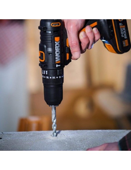 TRAPANO AVVITATORE A BATTERIA "WORX" CON PERCUSSIONE, 2 BATTERIE DA 20V, CARICABATTERIA E VALIGETTA