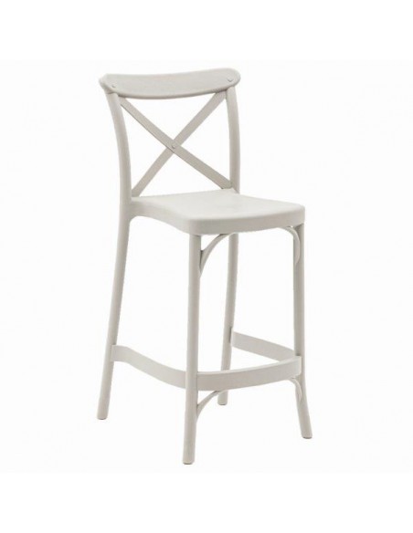 SGABELLO ALTO CON SCHIENALE BIANCO MOD. DALIA