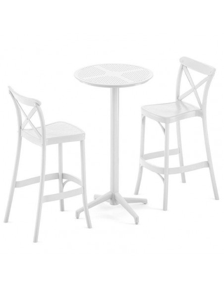 SGABELLO ALTO CON SCHIENALE BIANCO MOD. DALIA