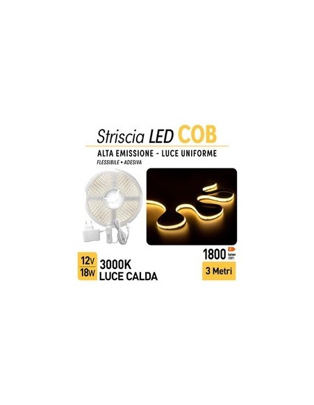 Striscia adesiva luminosa, strip da 320cobled da 18watt, 3 metri