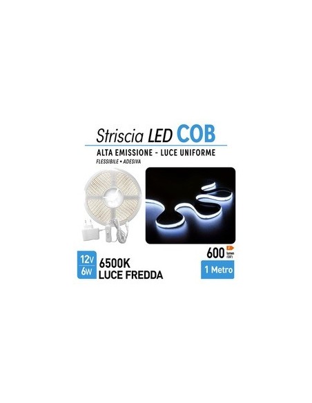 Striscia adesiva luminosa, strip da 320 cob led da 6watt, luce fredda.