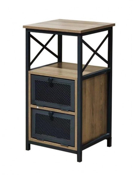 COMODINO INDUSTRIAL 2 ANTE A  RIBALTA 40X35X75H QUERCIA