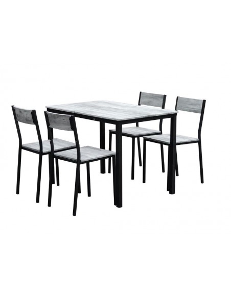 SET INDUSTRIAL TAVOLO E 4 SEDIE GRIGIO