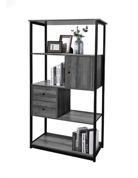 LIBRERIA INDUSTRIAL 2 CASSETTI 1 ANTA 80X36X160H GRIGIO