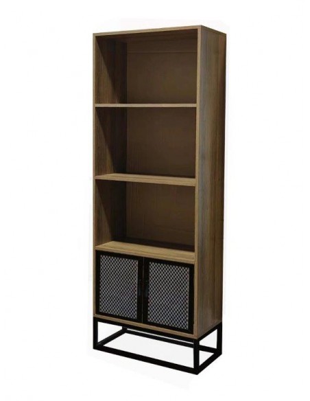 LIBRERIA INDUSTRIAL CON RIPIANI E 2 ANTE 60X30X164H QUERCIA
