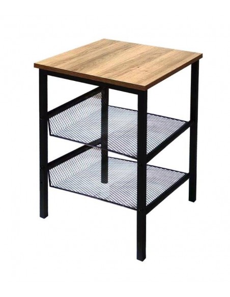 COMODINO INDUSTRIAL 2 RIPIANI 40X40X55H QUERCIA