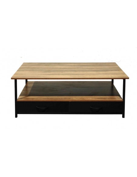 TAVOLINO DA SALOTTO INDUSTRIAL 120X60X45H QUERCIA