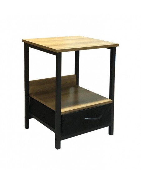 COMODINO INDUSTRIAL CON CASSETTO 40x35x55H QUERCIA