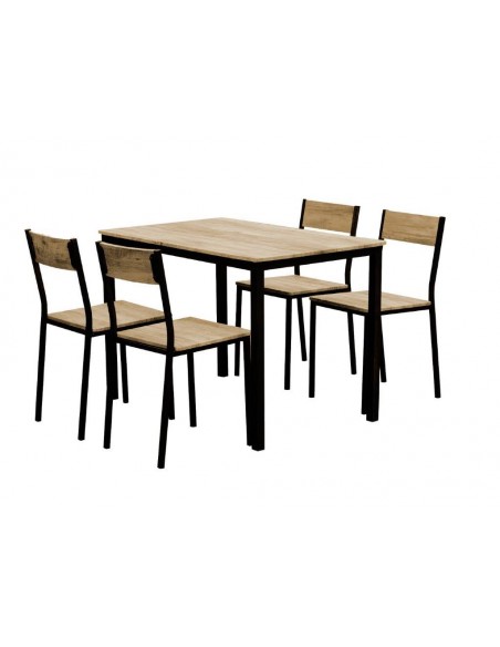 SET INDUSTRIAL TAVOLO + 4 SEDIE QUERCIA