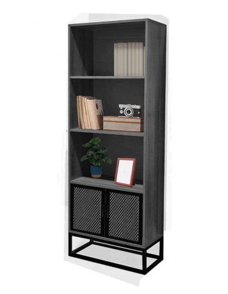 LIBRERIA INDUSTRIAL CON RIPIANI E 2 ANTE 60X30X164H GRIGIO