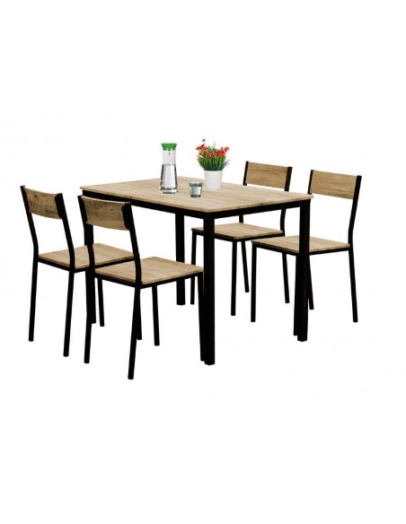 SET INDUSTRIAL TAVOLO + 4 SEDIE QUERCIA