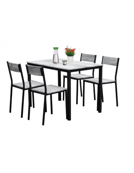 SET INDUSTRIAL TAVOLO E 4 SEDIE GRIGIO