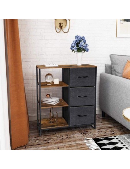 MOBILE INDUSTRIAL 3 CASSETTI 70x35x90 QUERCIA