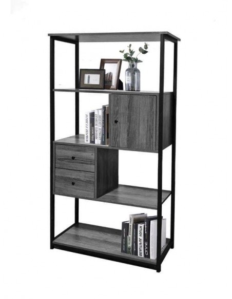 LIBRERIA INDUSTRIAL 2 CASSETTI 1 ANTA 80X36X160H GRIGIO