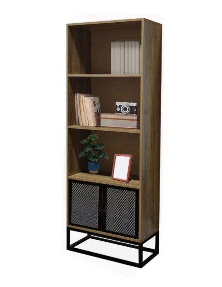 LIBRERIA INDUSTRIAL CON RIPIANI E 2 ANTE 60X30X164H QUERCIA