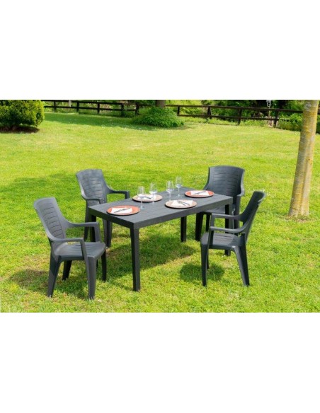 "SUMATRA" TAVOLO EFFETTO LEGNO ANTRACITE 138X78,5