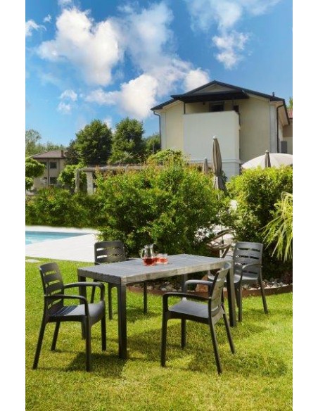 "SUMATRA" TAVOLO EFFETTO LEGNO ANTRACITE 138X78,5