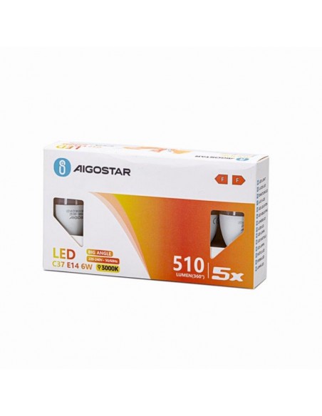 LAMPADINA A LED OLIVA E14 C37 6W LUCE CALDA 5PZ