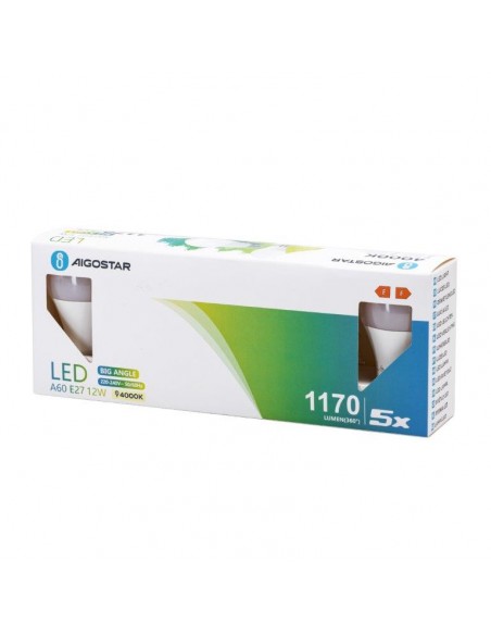 LAMPADINA A LED SFERA E27 A60 12W LUCE NATURALE 5PZ