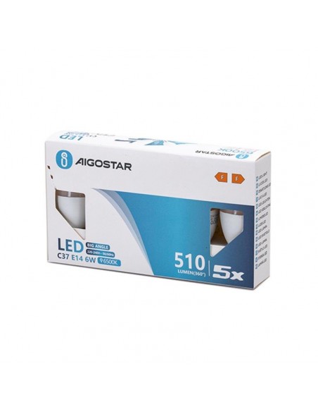 LAMPADINA A LED OLIVA E14 C37 6W LUCE FREDDA 5PZ