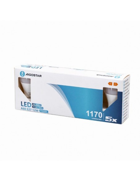LAMPADINA A LED SFERA E27 A60 12W LUCE FREDDA 5PZ