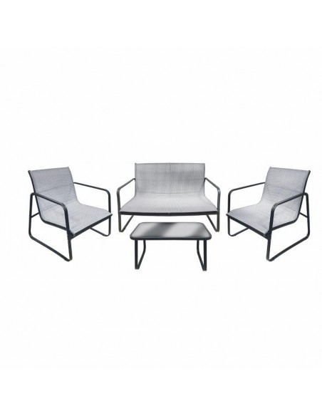 SET GIARDINO 4 POSTI “SAINT TROPEZ”, TAVOLINO CON TOP IN VETRO