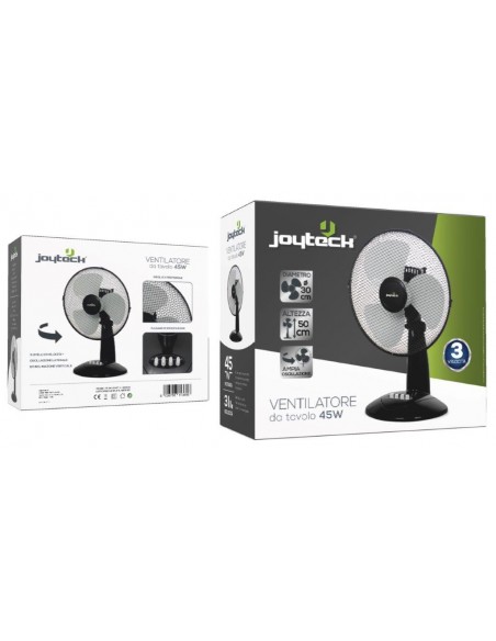 VENTILATORE TAVOLO CM30 3 VELOCITÀ 45W GRIGIO-NERO JOYTECK