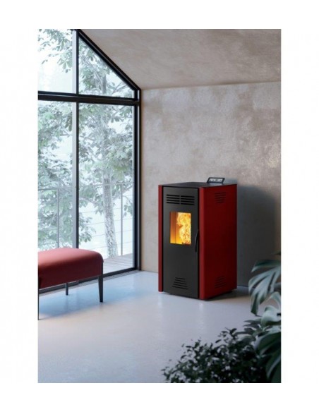 STUFA A PELLET INVICTA "ADRANO PLUS" ROSSO 7,3 KW - VENTILATA INVICTA