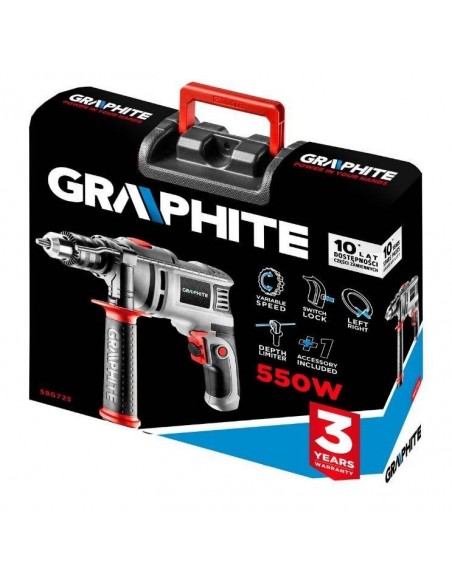 TRAPANO A PERCUSSIONE 550W, MANDRINO A CHIAVE 13MM, VALIGETTA