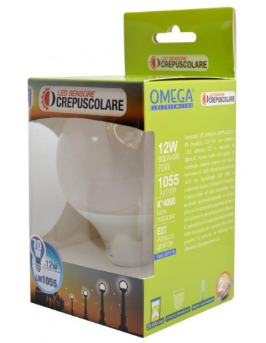 GLOBO G95 CON SENSORE CREPUSCOLARE 12W E27 4000K