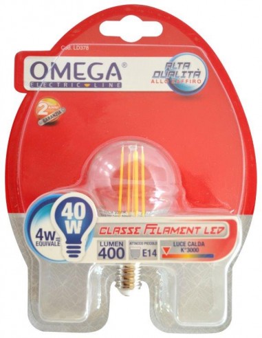 LAMPADINA A FILAMENTO SFERA LED 4W E14 3000K