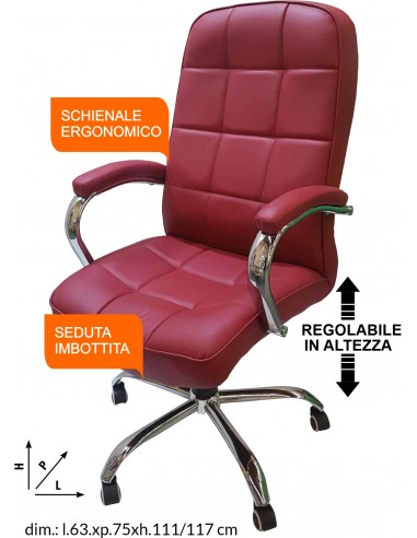 SEDIA DA UFFICIO "URANIUM" BORDEAUX SEDIA DA UFFICIO "URANIUM" BORDEAUX