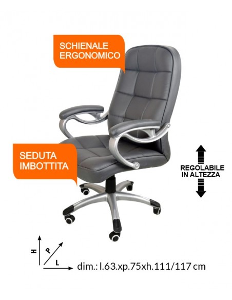 SEDIA DA UFFICIO "URANIUM" GRIGIO SCURO