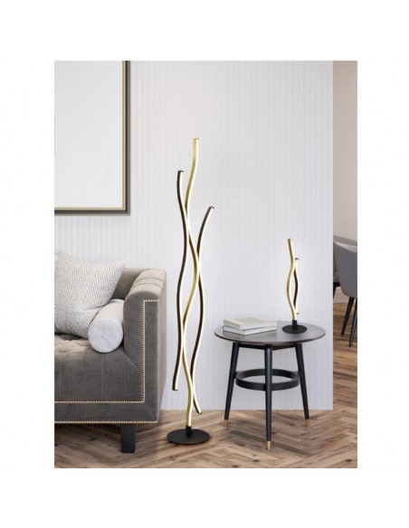 BLAZE PIANTANA LED ONDULATA METALLO ALLUMINIO E NERO CON REGOLAZIONE INTENSITA' E TEMPERATURA LUCE CON INTERRUTTORE H. 138CM