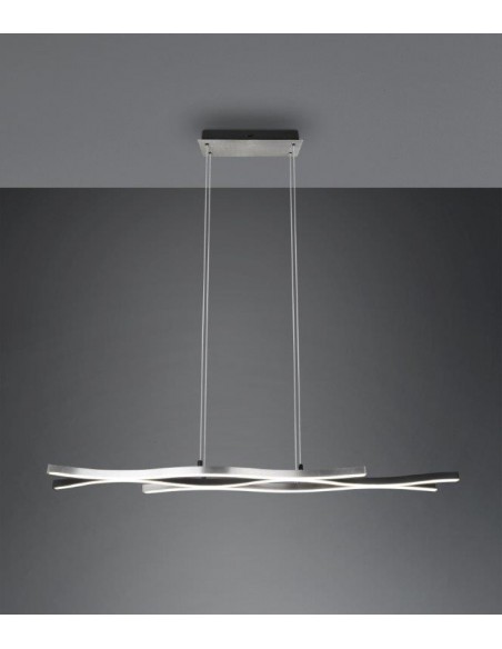 BLAZE SOSPENSIONE LED ONDULATA METALLO ALLUMINIO E NERO  REGOLAZIONE INTENSITA' E TEMPERATURA  LUCE CON INTERRUTTORE L. 108CM