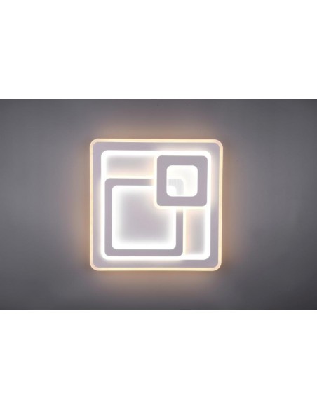 MITA PLAFONIERA LED BIANCA QUADRATI 3D CON TELECOMANDO MULTIFUNZIONE REGOLAZIONE INTESITA' E TEMPERATURA DI COLORE L. 52CM