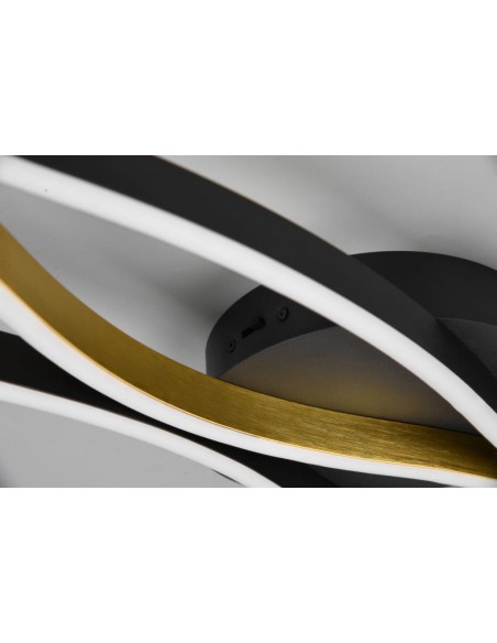 BLAZE PLAFONIERA LED ONDULATA METALLO OTTONE E NERO CON REGOLAZIONE INTENSITA' E TEMPERATURA LUCE CON INTERRUTTORE L. 108CM