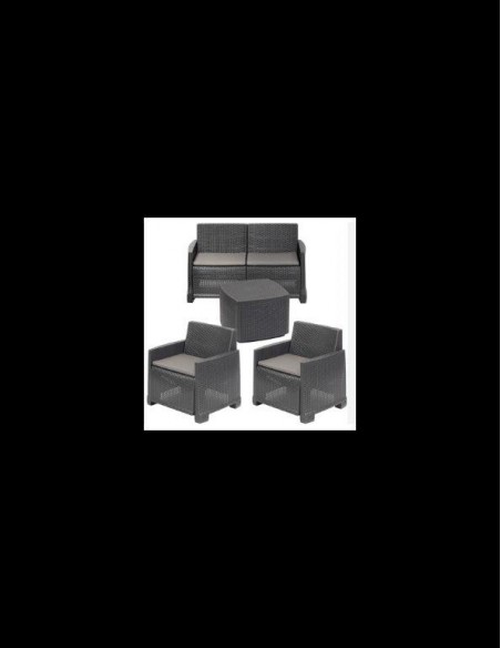 SET COMO DIVANO A 2 POSTI + 2 POLTRONE + TAVOLINO ANTRACITE