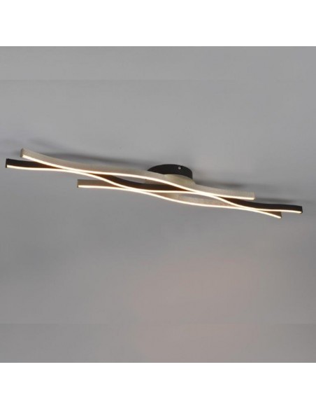 BLAZE PLAFONIERA LED ONDULATA METALLO ALLUMINIO E NERO REGOLAZIONE INTENSITA' E TEMPERATURA LUCE CON INTERRUTTORE L. 108CM