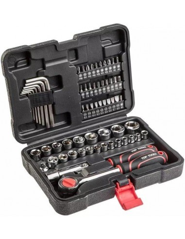 SET DI PUNTE A BUSSOLA E CHIAVI DA 1/4" E 3/8" TOP TOOLS 63 PEZZI