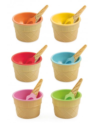 SET 2 COPPETTE GELATO CON CUCCHIAINO 3 COLORI ASSORTITI