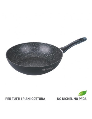 WOK 28 FORGIATO NERO RUVIDO INT.MARMO M/SOFT TOUCH