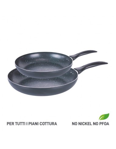 MARMO NERO SET 2 PADELLE 24CM + 28CM 2MM INDUZIONE